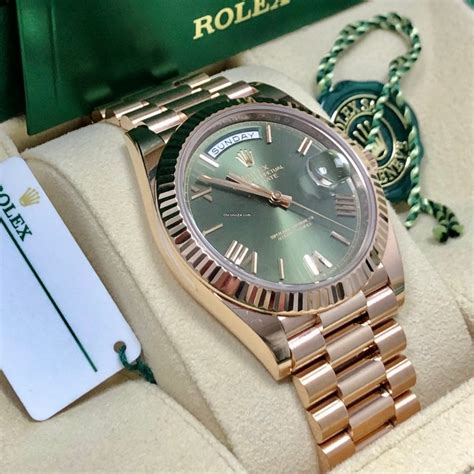 rolex presidential rose gold green face|rose gold presidential rolex price.